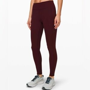 Lululemon sz 8 Speed Up Tight 28" Garnet Burgundy Leggings great‎ condition